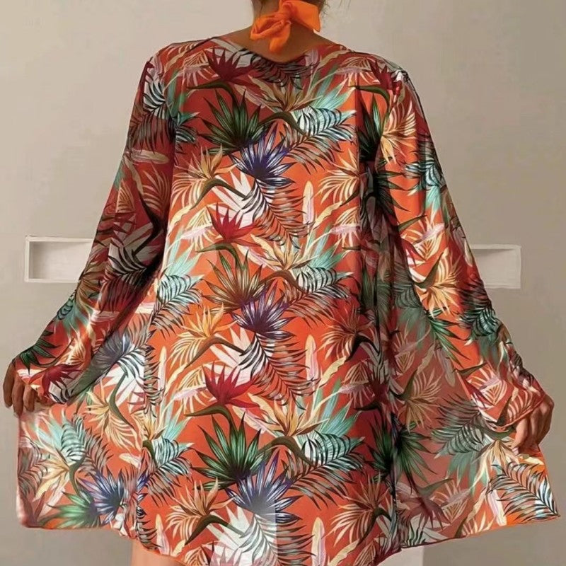 Dame badedragt sæt med blomstrede kaftan Stilla