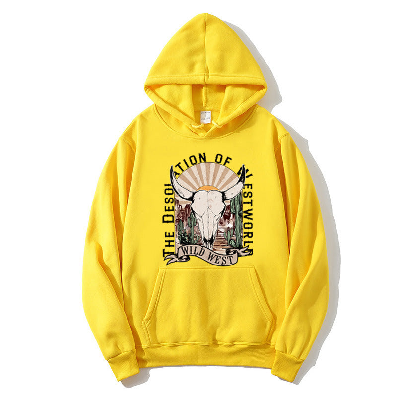 Dame hoodie med nostalgisk Wild West design Skovae