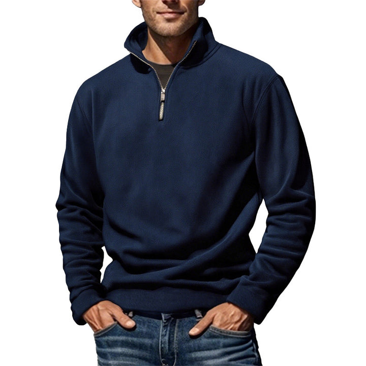 Herren fleece sweatshirt med halv lynlås og høj krave Stilla