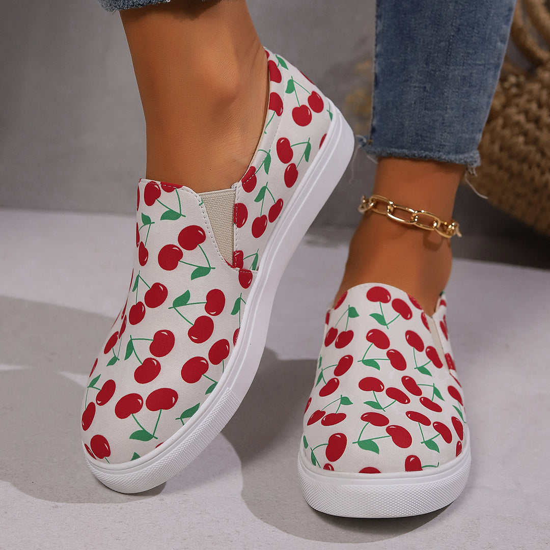 Dame Slip-On Sneakers med frugtigt design og elastiske indsatser Stilla