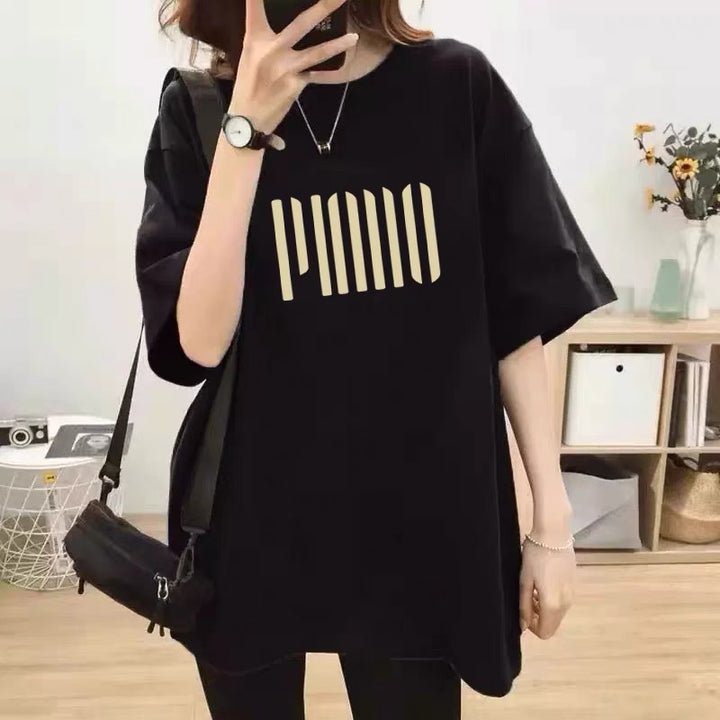 Dame T-shirt i afslappet oversized stil med moderne grafiktryk Stilla