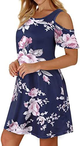 Kvinders sommerkjole med blomsterdesign og off-shoulder snit Stilla