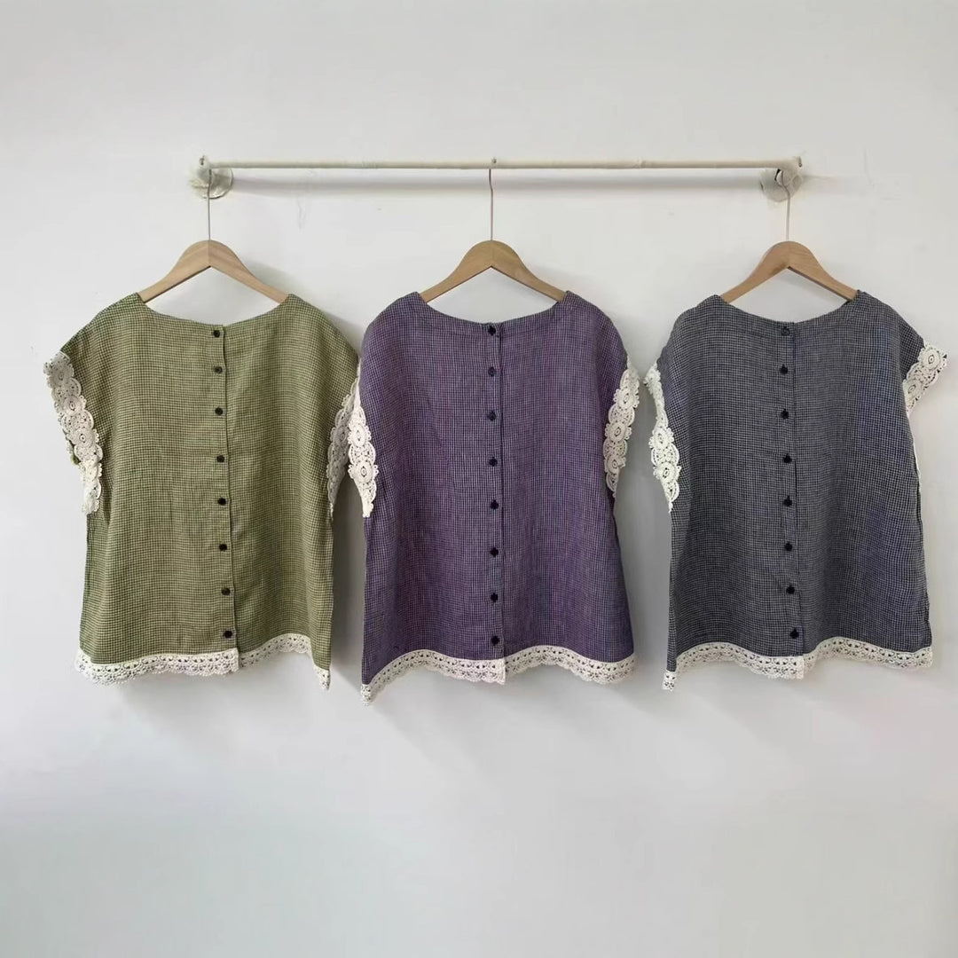 Femme Elegante Hæklet Kant Top Stilla