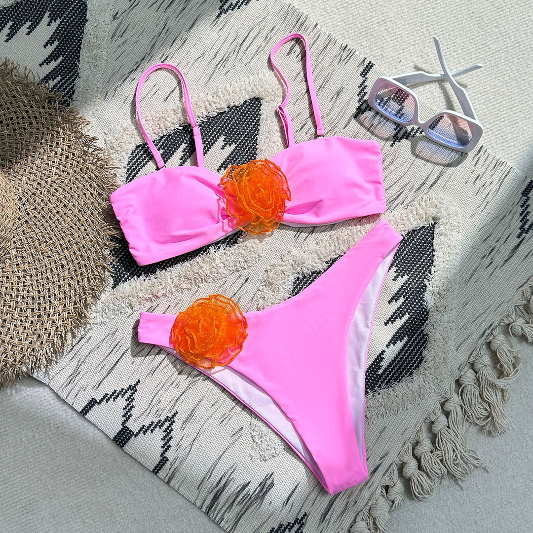 Femme Floral Applikationer Bikini Sæt Stilla