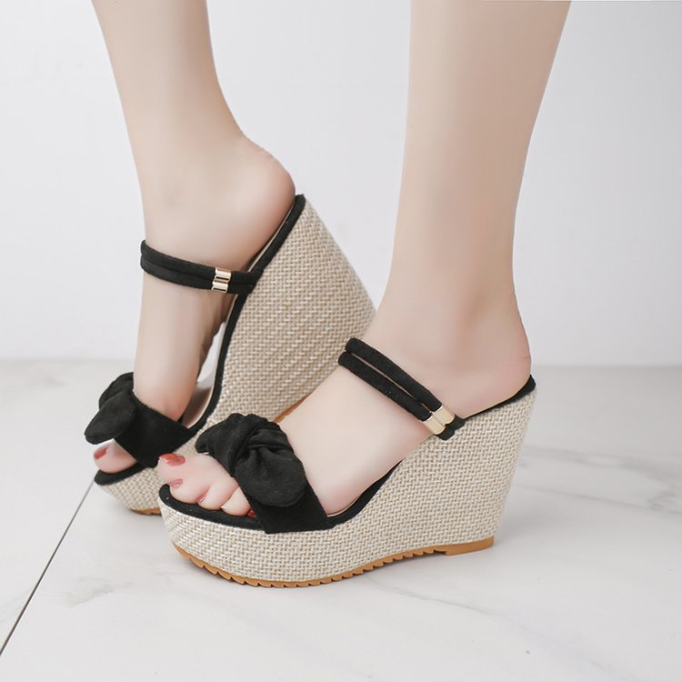 Dame Wedge-sandaler med dekorativt sløjfe-design og skridsikker sål Stilla