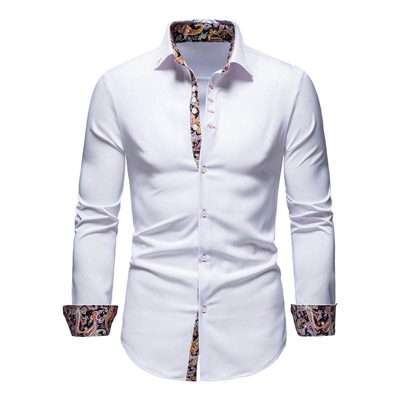 Herrer Elegant Slim-Fit Skjorte med Farverig Indvendig Kontrast Stilla