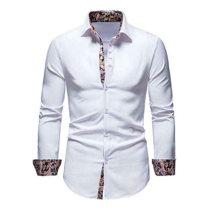 Herrer Elegant Slim-Fit Skjorte med Farverig Indvendig Kontrast Stilla