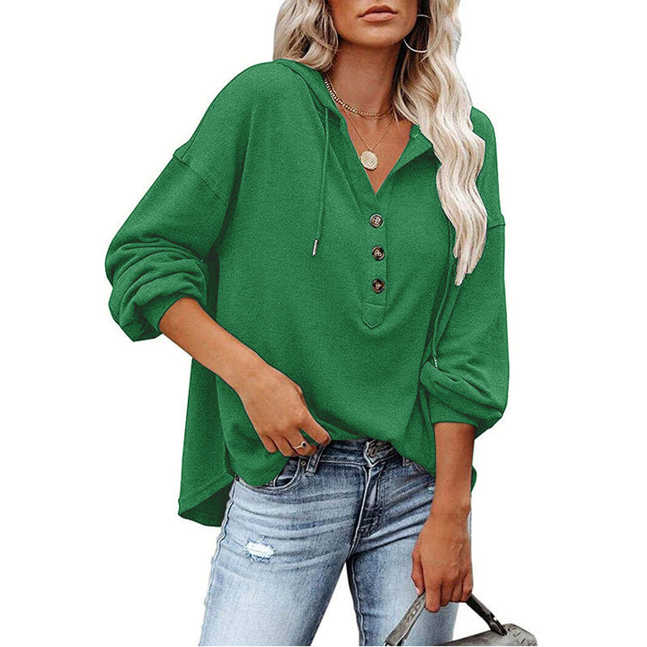 Dame afslappet hoodie med knaplukning Stilla