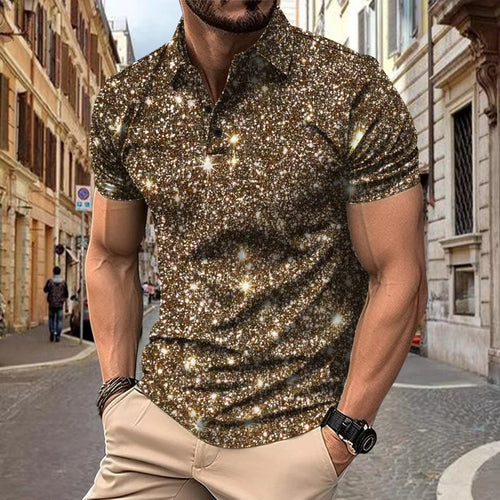 Herrer Poloshirt med skinnende stjerner-design og høj kvalitets bomuldsblanding Stilla