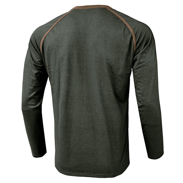 Herrernes langærmede Henley-shirt med moderigtige kontrastsømme og brystlomme Stilla