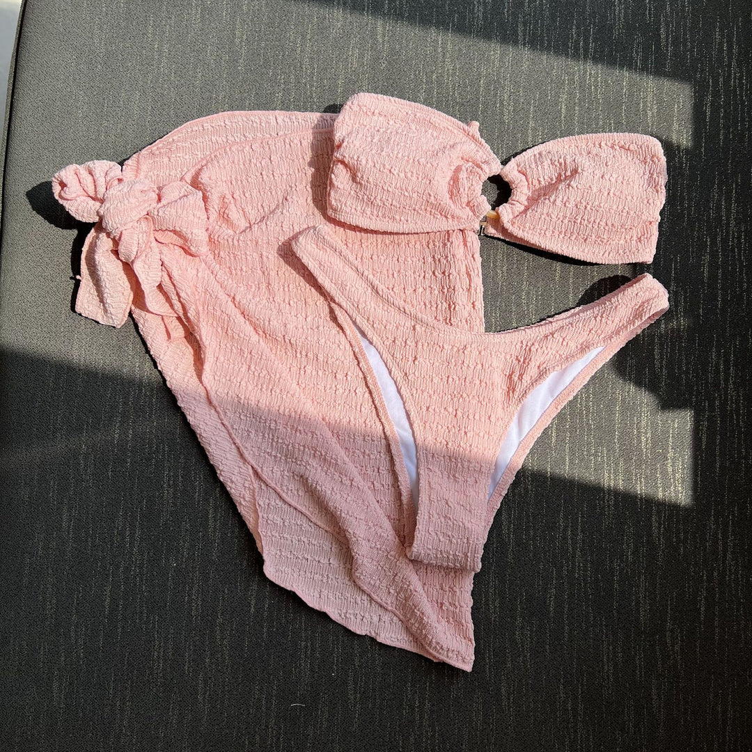 Dame Bandeau-bikini med raffineret omslagsskovl Stilla