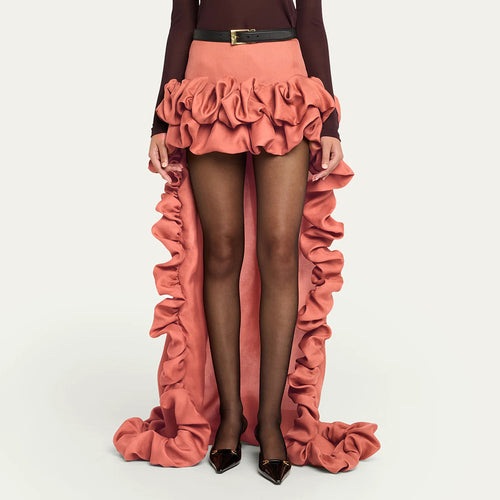 Damer High-Low Nederdel med voluminøse ruffles detaljer Skovae