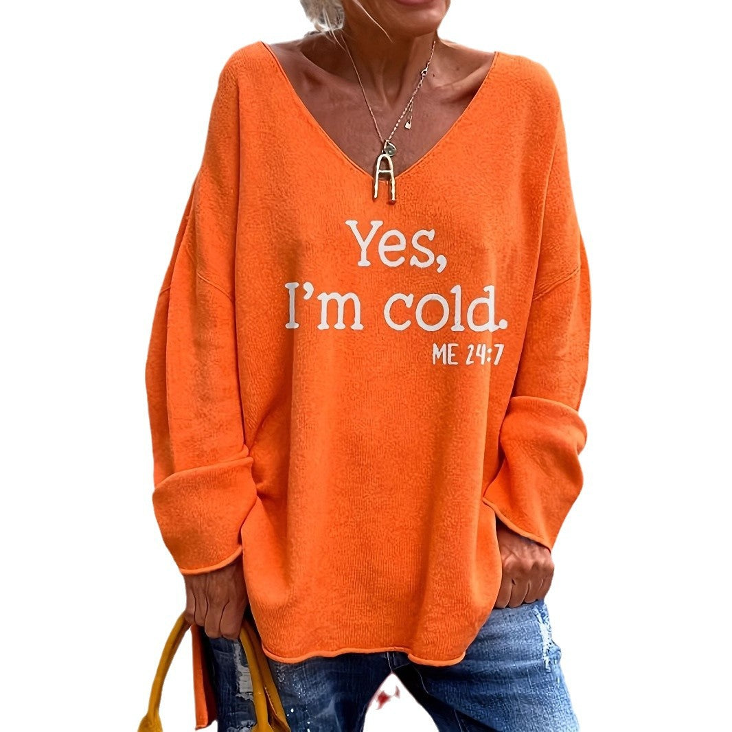 Femme Oversized V-Udskæring Grafik Sweatshirt Stilla