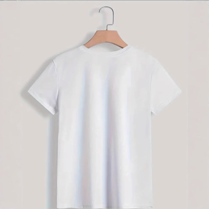 Dame T-shirt med kreativ kattedesign og humoristisk sætning Stilla