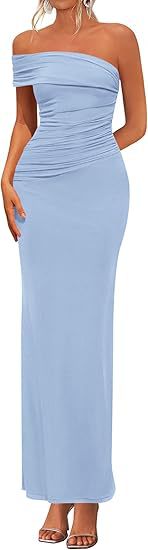 Dame Elegant Maxi Kjole med skuldrene fri design og raffinerede draperinger Skovae