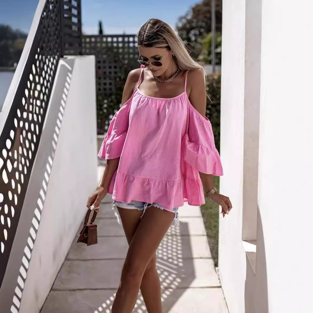 Dame casual bluse med volants Stilla