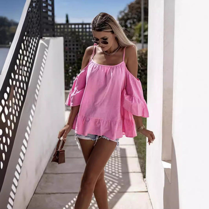Dame casual bluse med volants Stilla