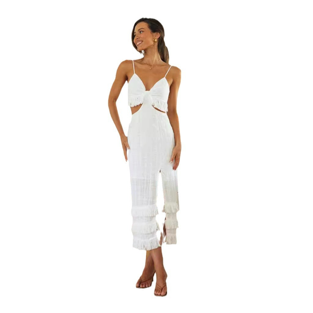 Dame Maxi Kjole i Boho-stil med frynser Stilla