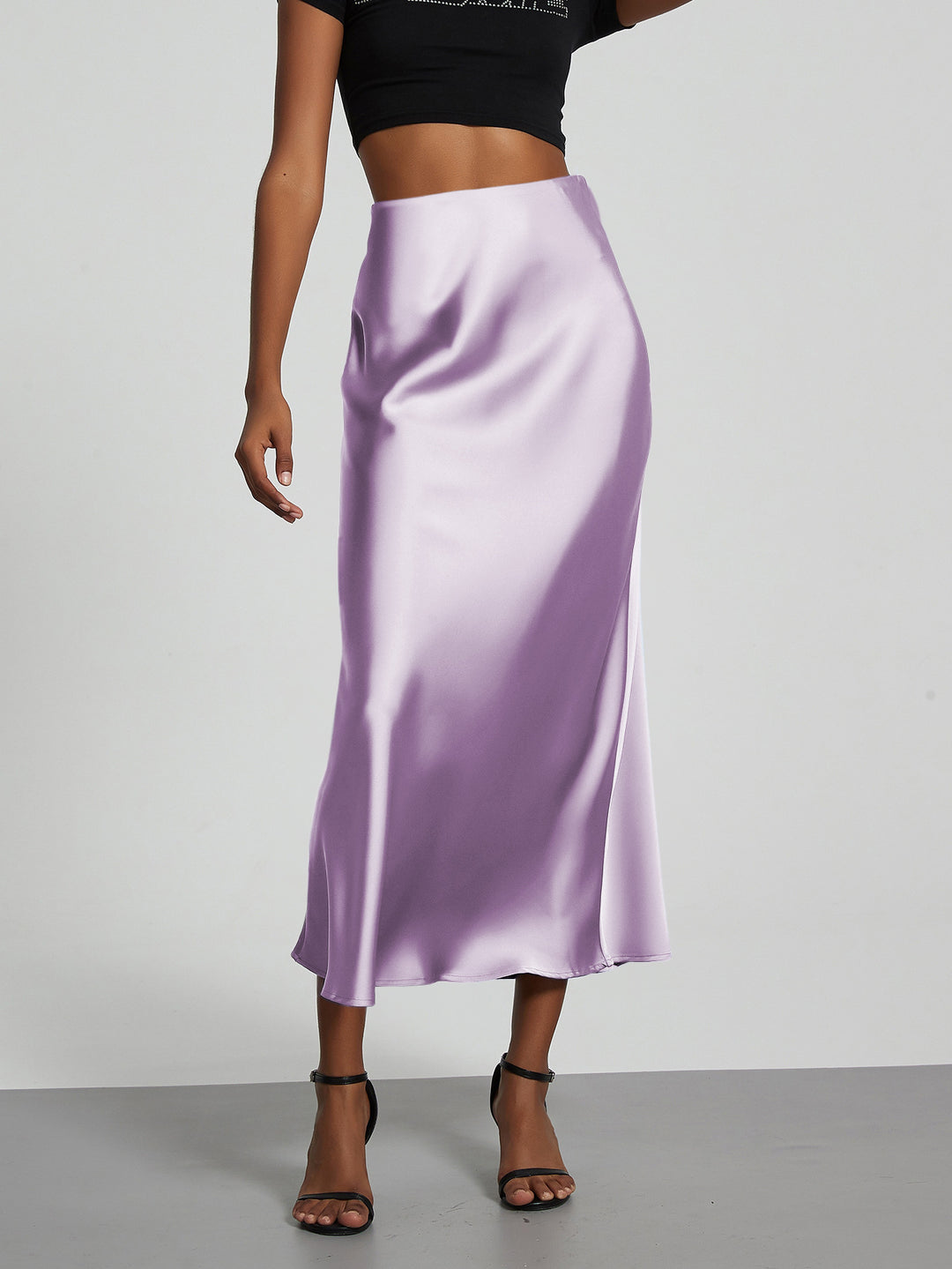 Dame Elegant og flydende Satin Maxiskirts Skovae