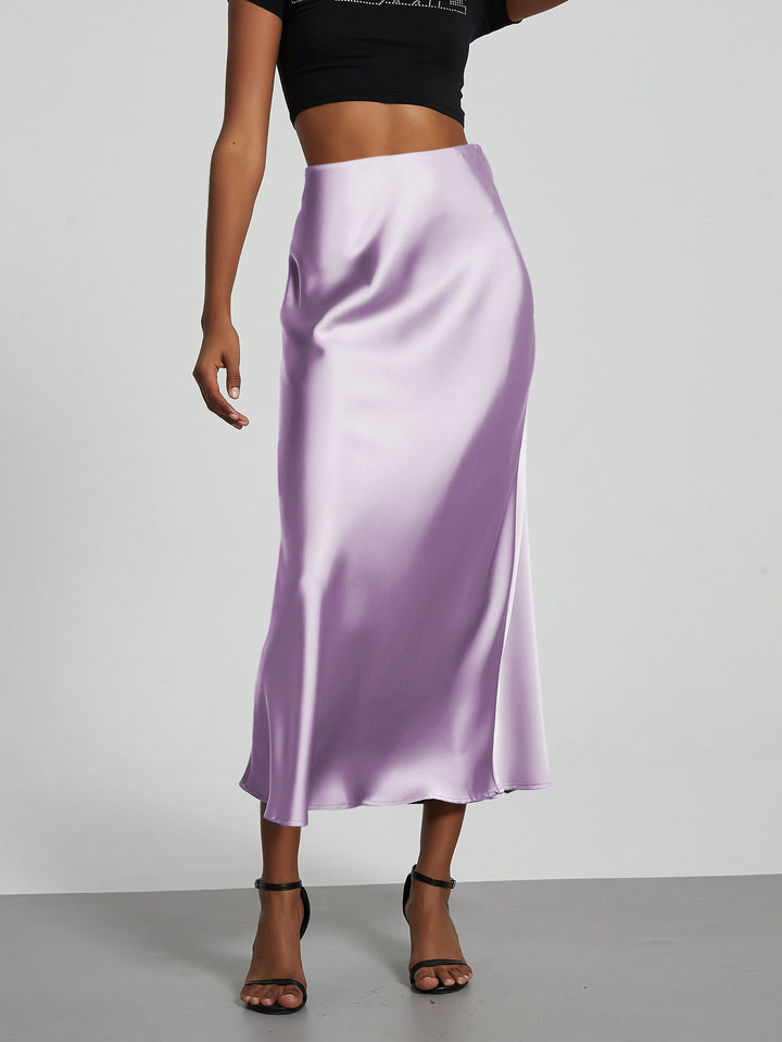 Dame Elegant og flydende Satin Maxiskirts Skovae