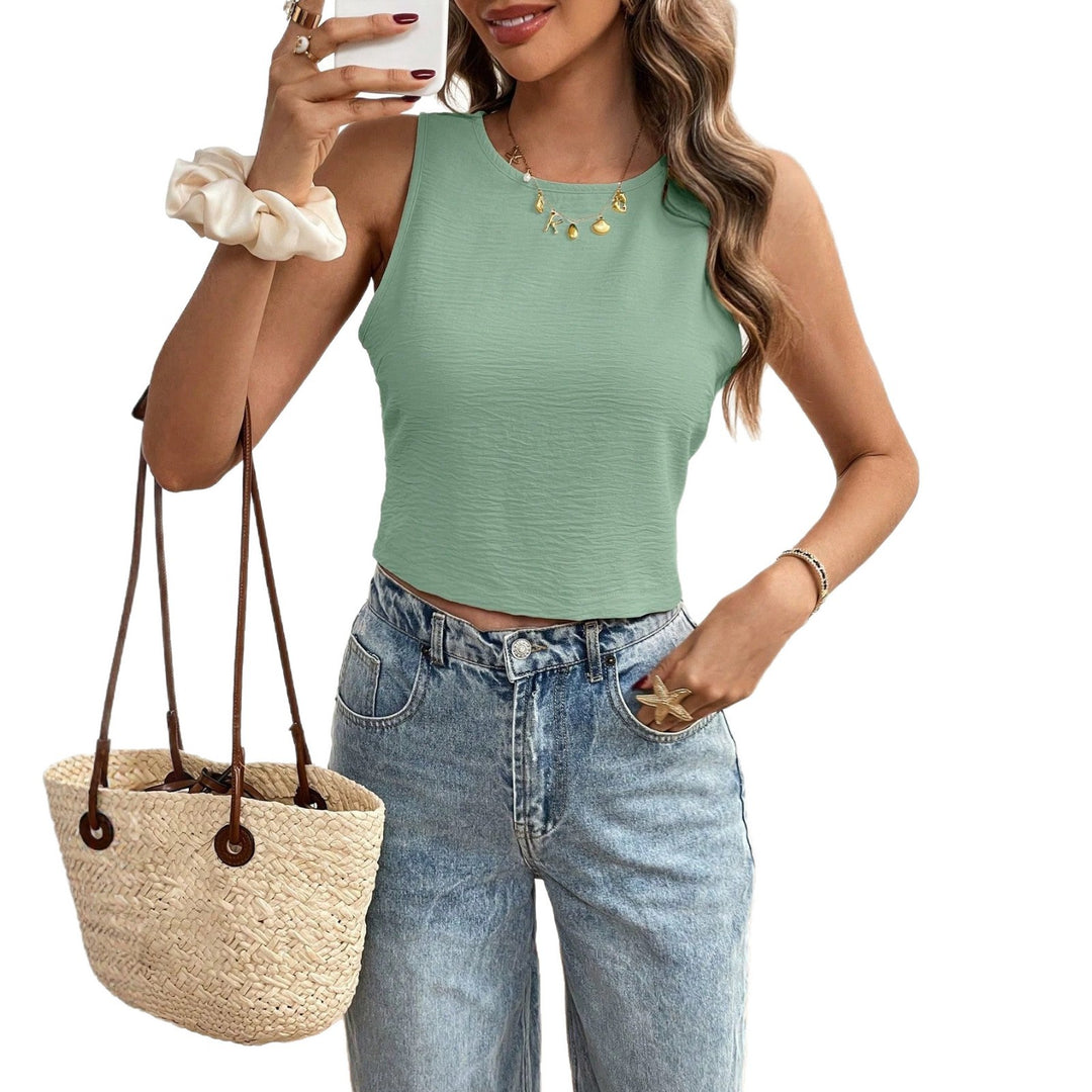 Dame Kort Top i let Jersey-Material med feminin rynkning Skovae