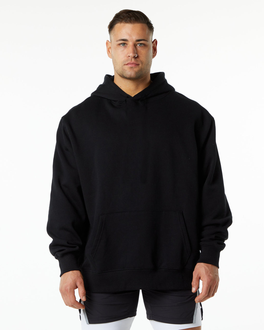 Herrer Oversized Hættepullover i blød bomuldsblanding med kengurutaske Stilla