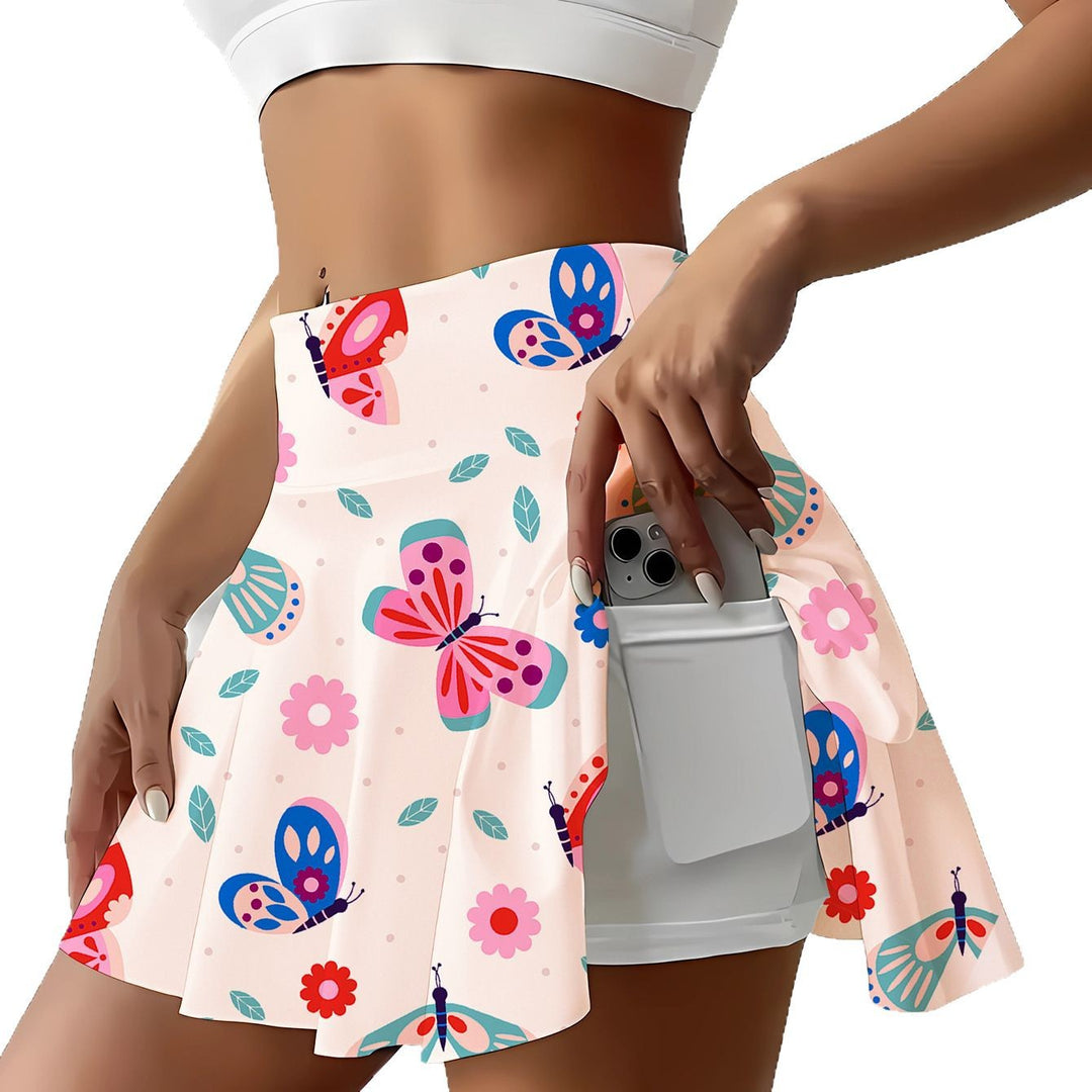 Femme Sommerfugleprint Skaternederdel Stilla