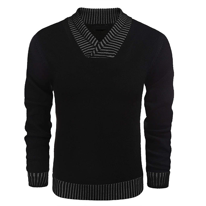 Herrer elegant pullover med diagonal stribet krave og komfortabelt snit Stilla