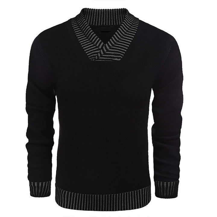 Herrer elegant pullover med diagonal stribet krave og komfortabelt snit Stilla