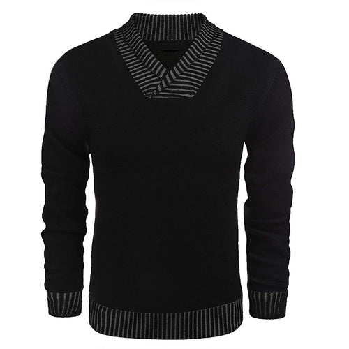 Herrer elegant pullover med diagonal stribet krave og komfortabelt snit Stilla