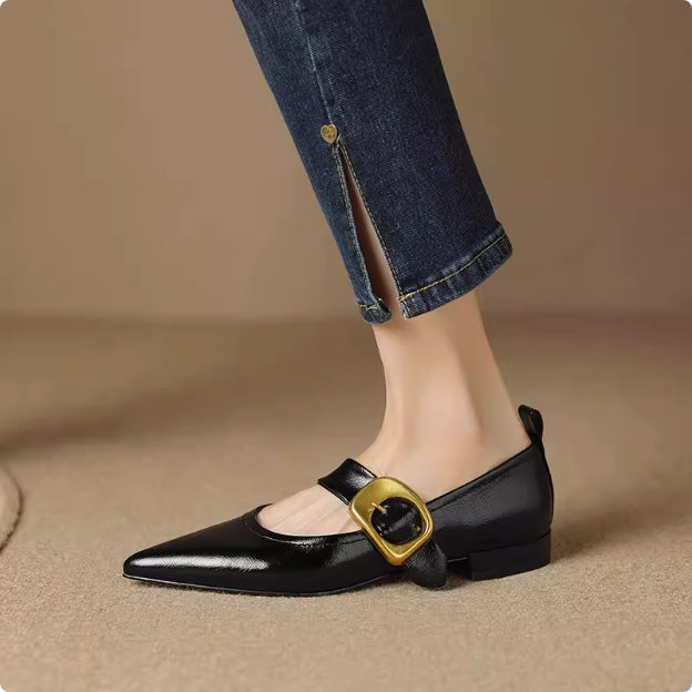 Damer Elegante Spidse Tå Slingback Ballerinaer med Justerbar Rem Stilla