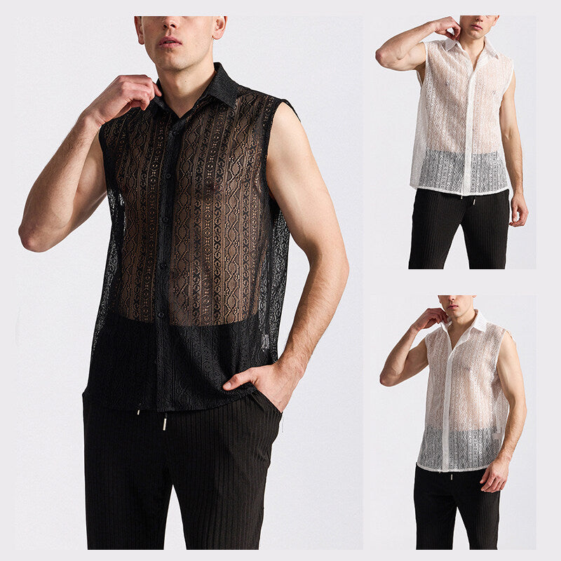 Herrer Gennemsigtig Spids Bluse Stilla