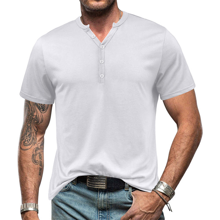 Herrer Kortærmet Henley-Shirt med elegant knapstolpe og behagelig pasform Stilla