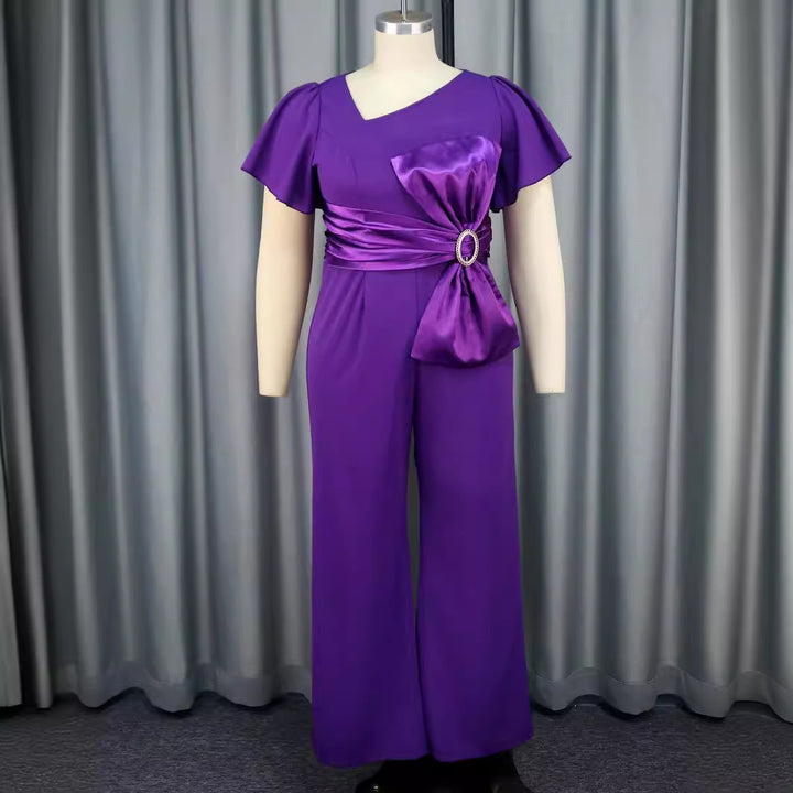 Dame elegant jumpsuit med dekorativ sløjfe-applikation Skovae