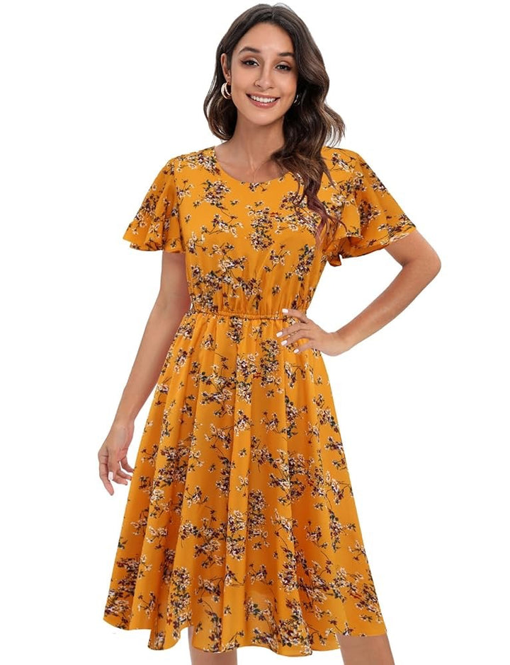 Kvinder Floral Flare Midi Kjole Stilla