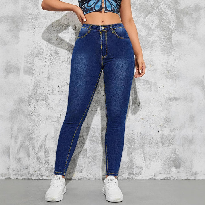 Dame Slim Fit Jeans med høj talje og figursyet design Stilla