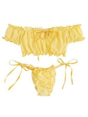 Kvinder Off-Shoulder Ruffle Undertøj Sæt Stilla