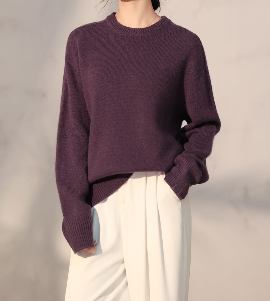 Femme Klassisk Strikpullover Stilla