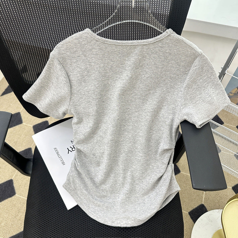 Dame V-Hals Fitted Basic T-Shirt Stilla