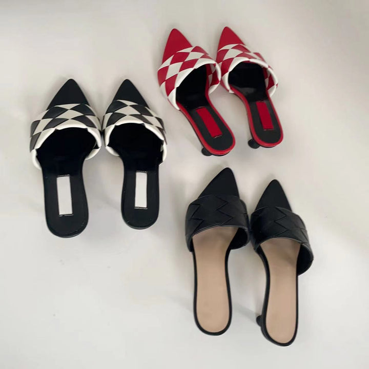 Femme Chic Vevet Spids Tå-Mules med elegant Mini-Hæl Stilla