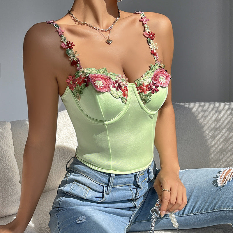 Dame Bustier med florale broderier og luksuriøs satin Stilla