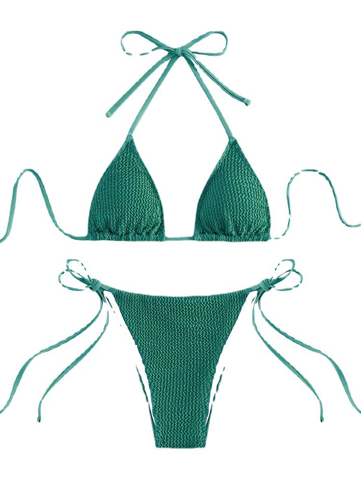 Dame Triangel-Bikini med rynker og justerbare stropper Stilla