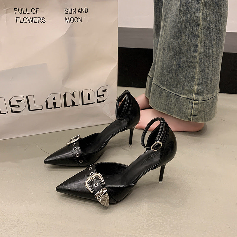 Dame Slingback-pumper med spidse tåområde og spænde-detalje Stilla