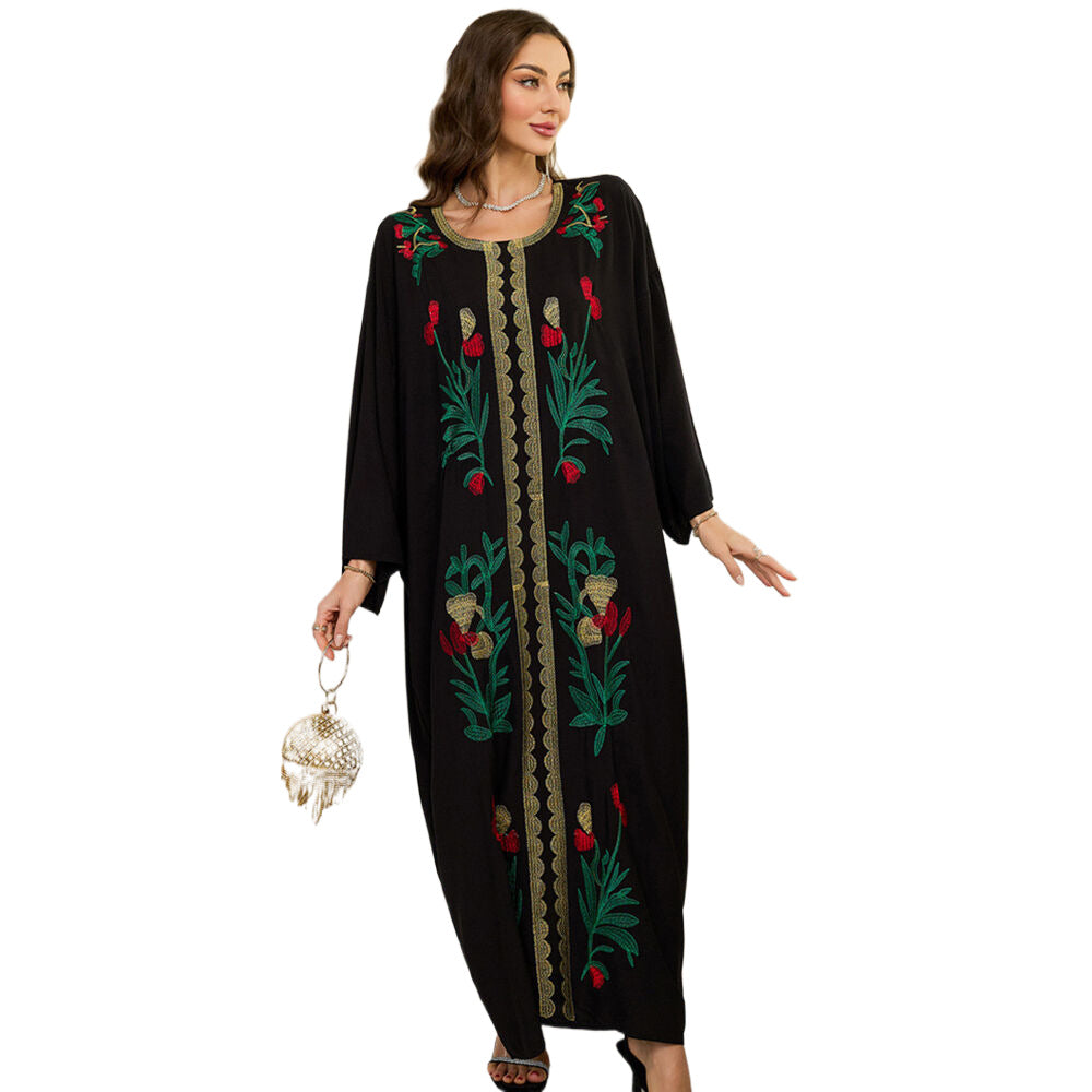 Dame Elegante Kaftan med kunstneriske florale broderier Stilla