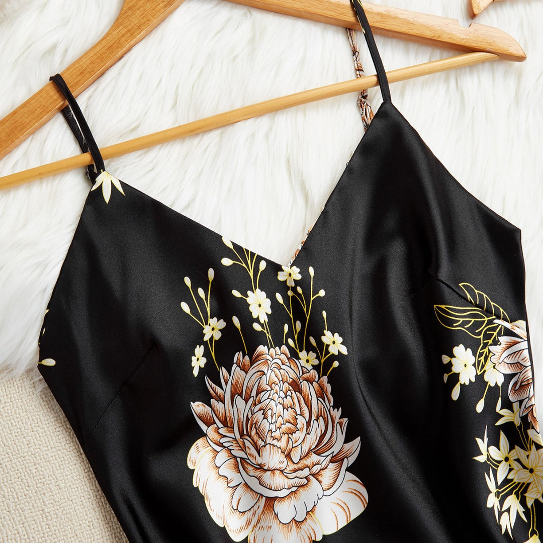 Femme Floral Satin Maxikjole Stilla