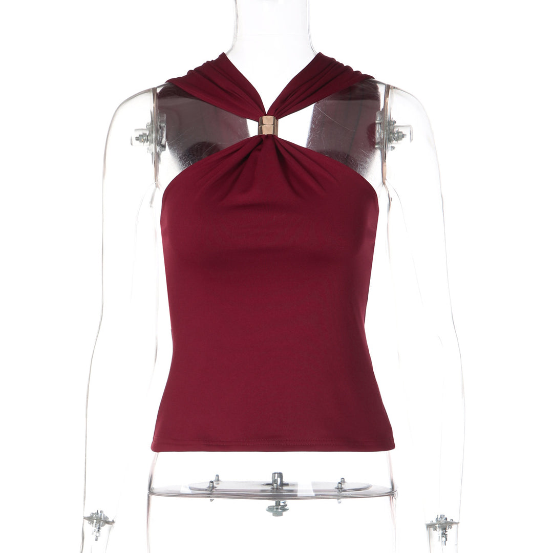 Dame Elegant Crop-top med innovativt halterdesign Skovae