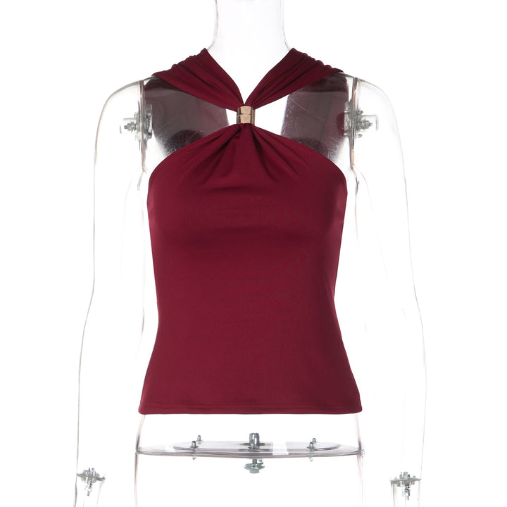 Dame Elegant Crop-top med innovativt halterdesign Skovae