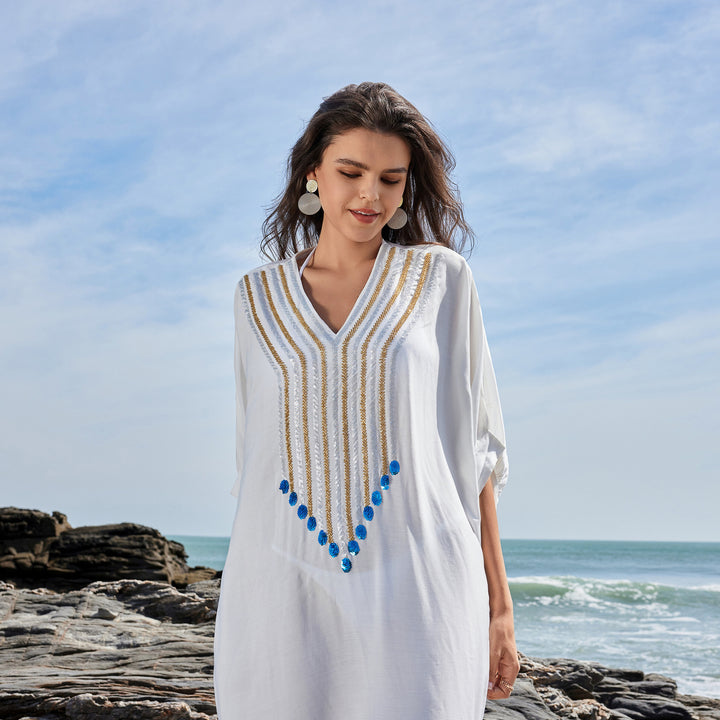 Dame Strandtunika med elegant broderi og afslappet snit Stilla