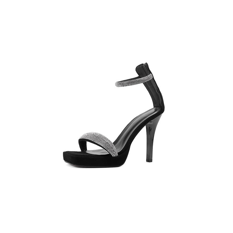 Femme Strappy Platform Højhælede Sandaler med Strass-accenter Stilla