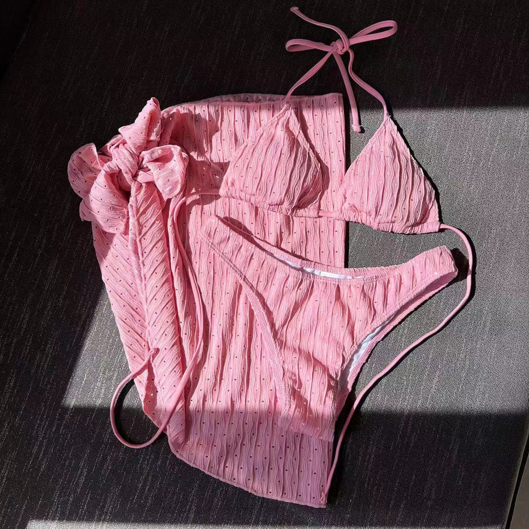 Dame bikini sæt med skinnende accenter og legesyg svømmerock Stilla